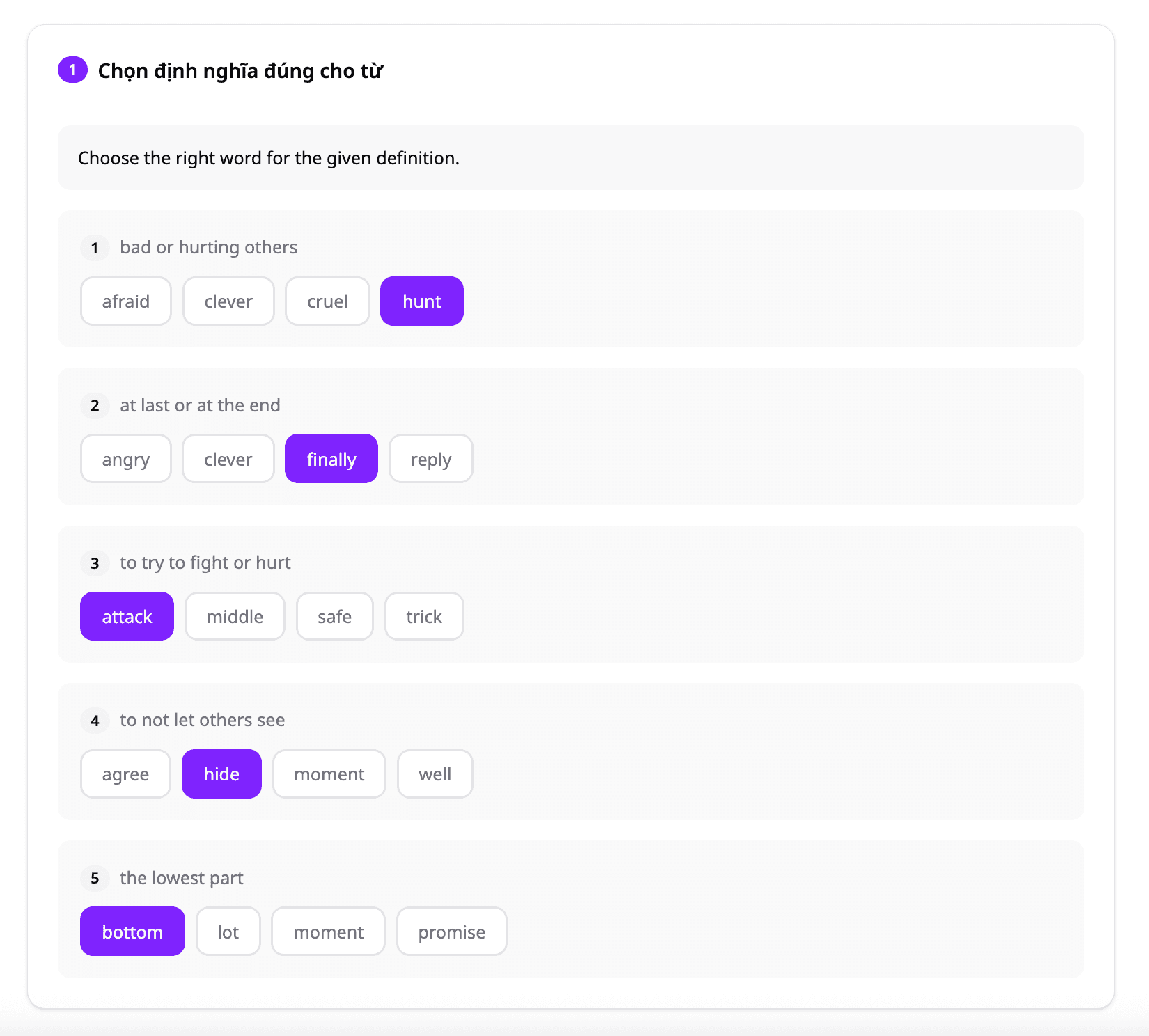 Bài tập chọn nghĩa